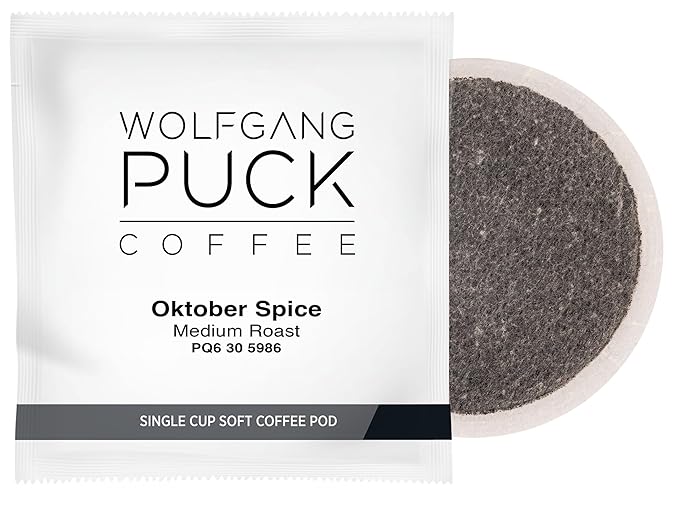Wolfgang Puck Soft Coffee Pods, Oktober Spice, Medium Roast, 12 Gram, 16 count