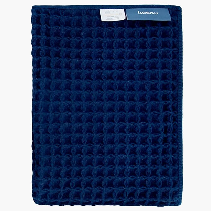 Luxury Organic Japanese Cotton Waffle Bath Towel | Thick, Absorbent, Quick Dry Bathroom Towels for Shower, Sauna, Onsen| Hotel & Spa Quality, Gift-Ready (Ocean Blue, Hand Towel, 32" x 16")