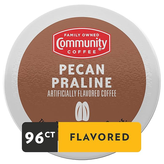 Community Coffee Southern Pecan Praline Flavored 96 Count Keurig K-Cup Coffee Pods, Medium Roast, 24 Count (Pack of 4)