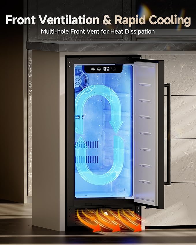 15 Inch Under Counter Beverage Fridge, 127 Cans Beverage Cooler for Built-in & Freestanding, Beer Fridge for Soda, Water, Wine - Home, Bar or Office (Black)