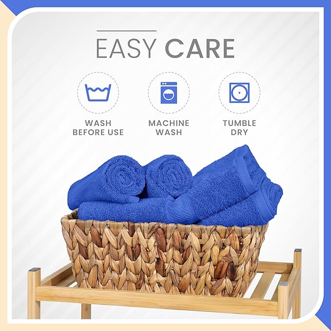 Martex 6-Piece 100% Ringspun Cotton Towel Set | Quick Dry | Super Absorbent & Soft | Lightweight | 2 Bath Towels | 2 Hand Towels | 2 Wash Cloths | Cobalt Blue