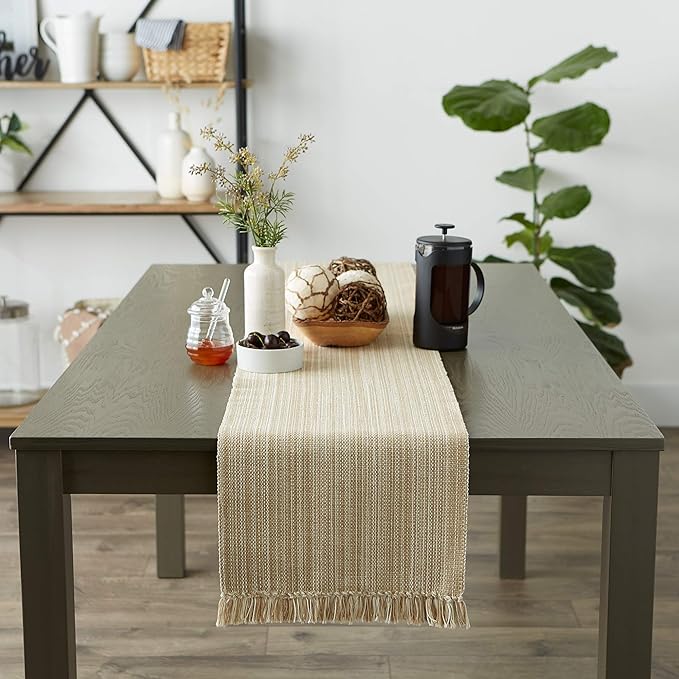 DII Variegated Tabletop Collection, Table Runner3x72, Taupe