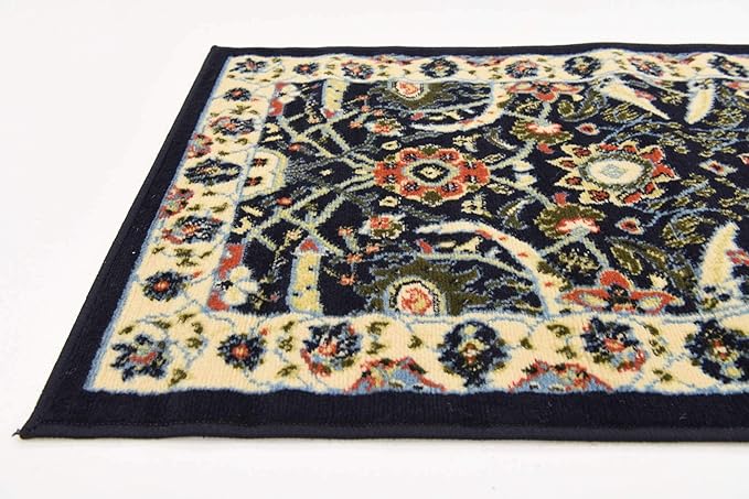 Unique Loom Espahan Collection Area Rug - Cape Cod (2' 2" x 8' 2" Runner, Navy Blue/ Black)