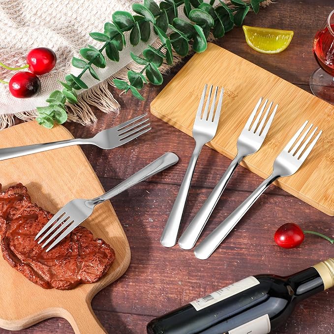 Syhood 300 Pcs Stainless Steel Dinner Forks Set 8 Inch Bulk Metal Forks Restaurant Silverware Mirror Polished Salad Dessert Utensils for Home Hotel Kitchen Event Supplies