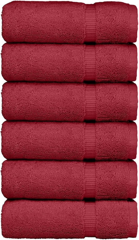 Luxury Hotel & Spa Quality, Quick Dry 100% Turkish Cotton 700 GSM, Eco Friendly Towel, for Bathroom, Gymand Kitchen Dobby Border Soft Hand Towel Set 16 X 30, Cranberry, Hand Towels - Set of 6