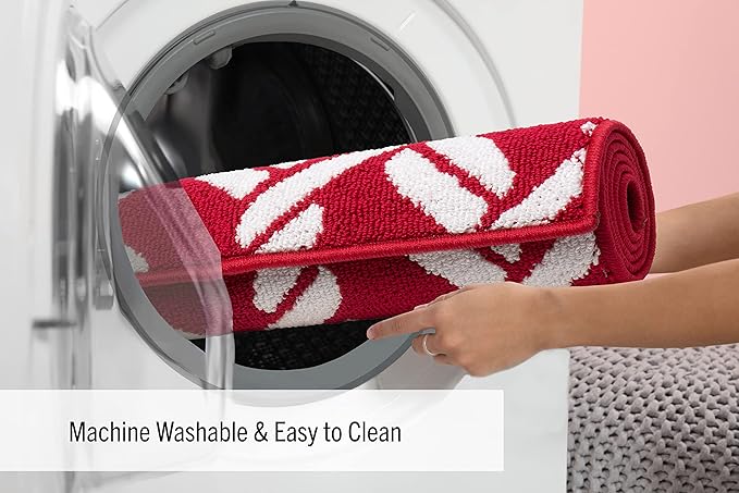 Nautica – Runner Rug | Indoor Runners for Hallways and Entry Rugs| Non-Slip and Non-Skid Entry and Kitchen Door Mat| Machine Washable Entryway Carpet Rugs | 26” x 96” | Chain Red