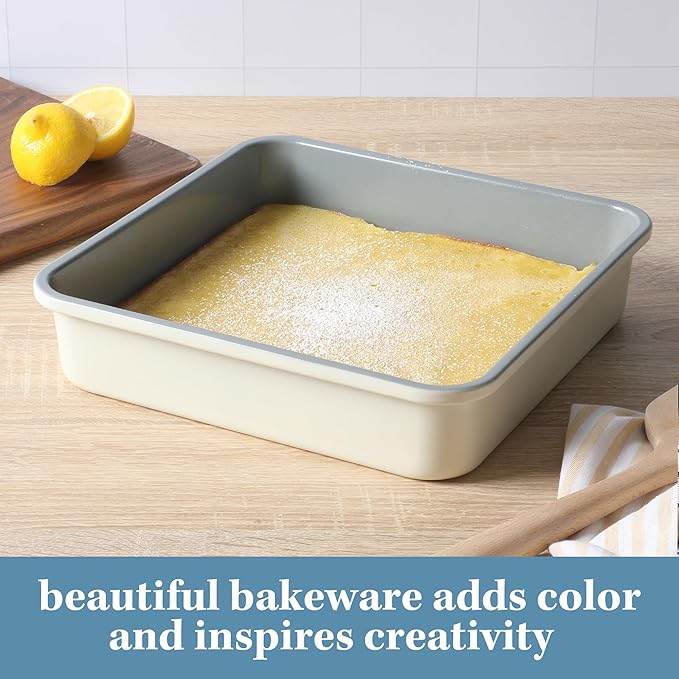 Sur La Table Kitchen Essentials Bake Sale 9 Inch PFOA, PFAS, PTFE Free Nonstick Rectangular Cake Pan - Linen White