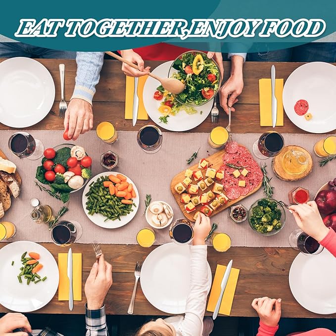 Nuenen 150 Pieces Dinner Knives Set, 8.3 Inches Durable Butter Knife Stainless Steel Serrated Table, Steak Silverware for Home, Restaurant, Kitchen, Dishwasher Safe and Mirror Polished