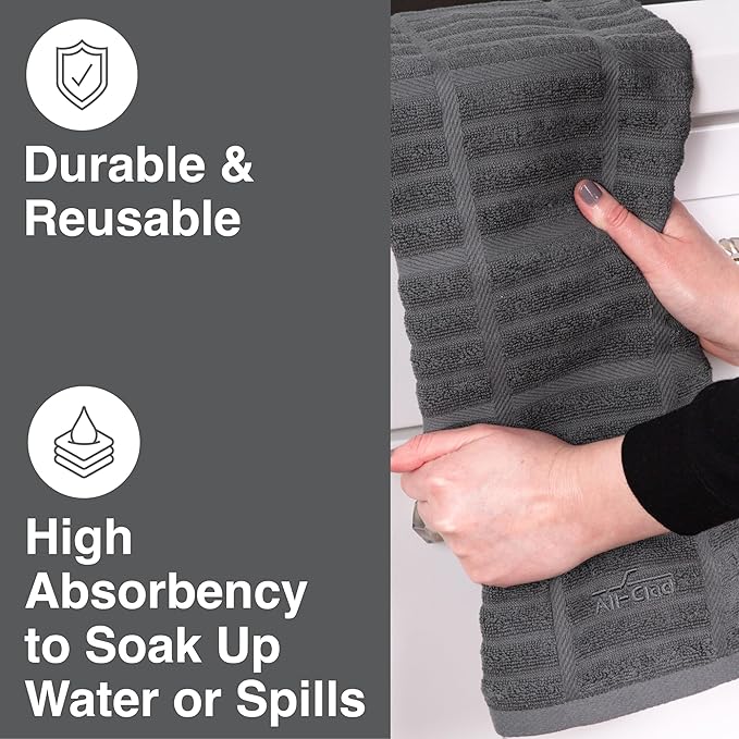 All-Clad Solid Kitchen Towel: Highly Absorbent, Super Soft Long Lasting - 100% Cotton, 17"x30" Tea Towel for Cleaning & Drying Dishes, Pans, Glassware, or Countertops, (1-Pack), Pewter