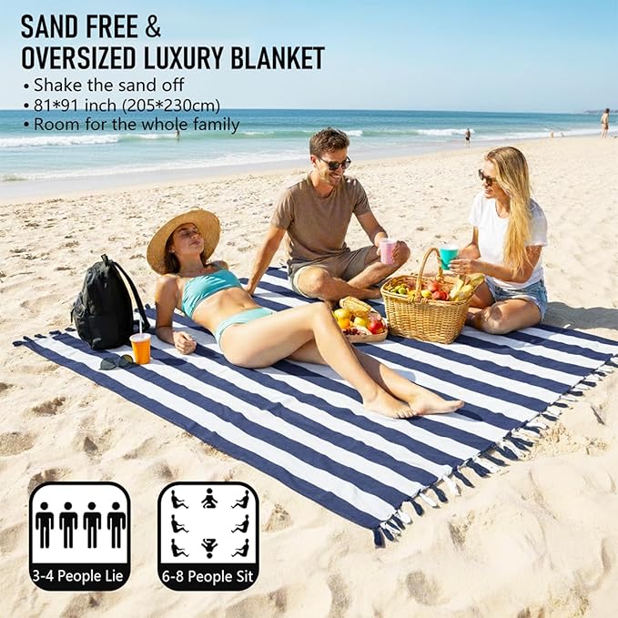 Oversized Turkish Beach Towel Blanket Cotton Giant XL Sandproof Towels Huge Linen XXL Extra Large Big Throw Quilt Blankets for Adults Cloud Travel Camping Glamping Accessories Essentials