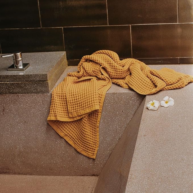 sea me at home Waffle Bath Sheet Set, 100% Turkish Cotton, Includes 1 Bath Sheet, 1 Hand Towel, 2 Face Towels