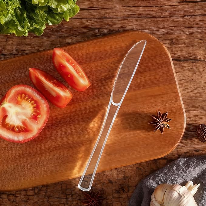 300 Count Clear Plastic Knives Disposable, Heavyweight Cutlery Sets Solid and Durable Plastic Silverware Utensils for Parties, Events and Everyday Use (Knives)