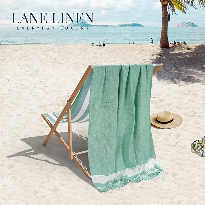 LANE LINEN Turkish Beach Towels Set of 12, Oversized Beach Towel, Lightweight Beach Essentials for Women, Large Pool Towel, Absorbent & Quick Dry, Sand Free Beach Towel, 39"x71" - Dazzling Dozen