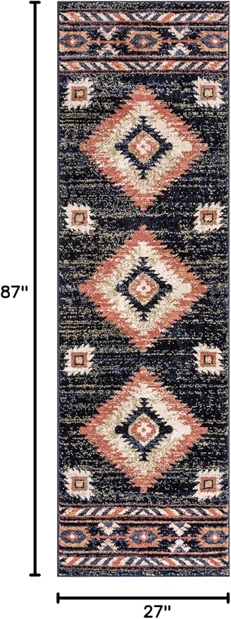 Well Woven Tulsa Lea Blue Traditional Southwestern Tribal 2'3" x 7'3" Runner Rug
