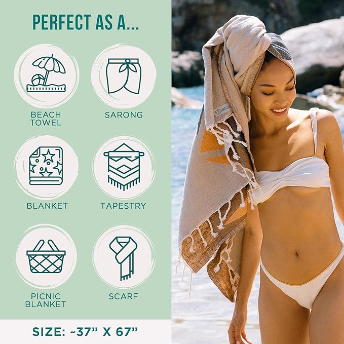 Sand Cloud Turkish Beach Towel - Sand Free - 100% Organic Turkish Cotton Yarn - Quick Dry Towel for Beach, Picnic, Blanket or Bath - As Seen on Shark Tank - Marine Life (Tux Penguin)