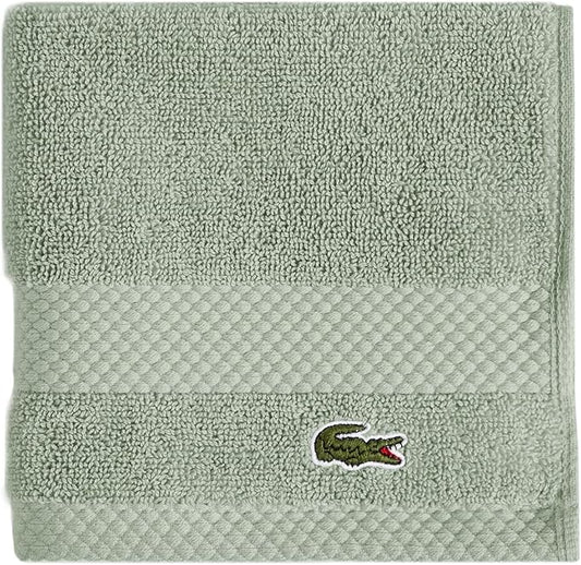 Lacoste Heritage 100% Supima Cotton Wash Cloth, Aloe, 13" x 13" – Highly Absorbent & Quick Drying, Premium Super Soft Bath Towel, Bathroom Essential, Gift for All Occasions, Machine Washable