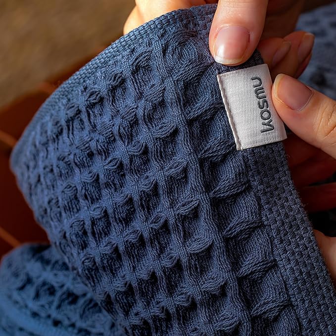 Luxury Organic Japanese Cotton Waffle Bath Towel | Thick, Absorbent, Quick Dry Bathroom Towels for Shower, Sauna, Onsen| Hotel & Spa Quality, Gift-Ready (Ocean Blue, Bath Towel (55" x 34"))