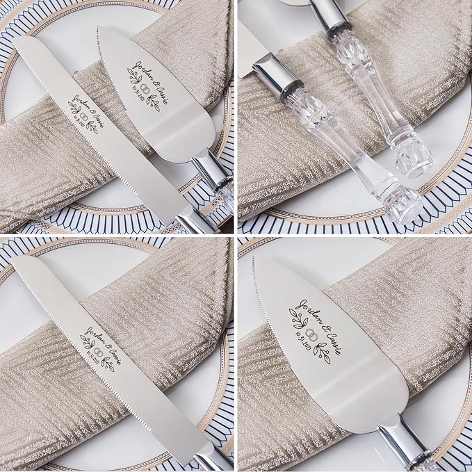 AW BRIDAL Personalized Cake Cutting Set for Wedding, Stainless Steel Cake Knife and Server Set Pie Server Wedding Engagement Gifts for Couples//DK2101CPP25//