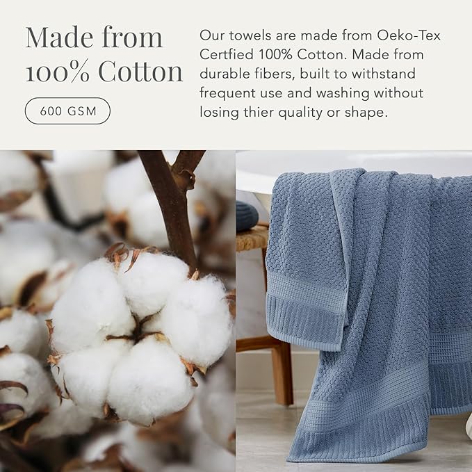 NY Loft 100% Cotton 2 Pack Bath Sheet Towel Set | Extra Large Oversize Bath Towels | Absorbent & Quick-Dry | Textured and Durable Cotton | Trinity Collection - Flint Stone