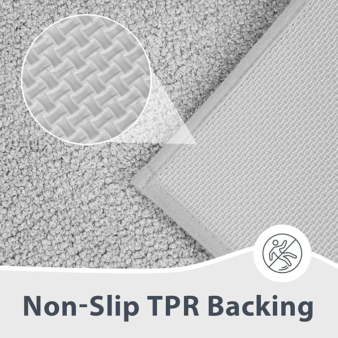 Bathroom Rugs 30" x 46", Non-Slip Extra Soft Absorbent Bath Rugs, Machine Washable Quick Dry Bath Mats for Bathroom Floor, Shower, Bathtub and Sink, Light Grey & Grey