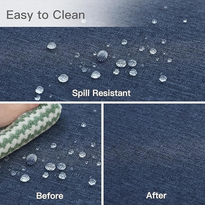 maxmill Linen Textured Rectangular Tablecloth Water Resistant Wrinkle Free Spillproof Stain Proof Table Cloth for Dining Room Decoration, Banquet Party Wedding Holiday Dinner, 60 x 84 Inch Navy Blue