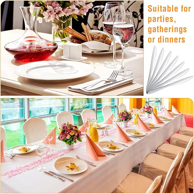 Nuenen 100 Pieces Dinner Knives Set, 8.3 Inches Durable Butter Knife Stainless Steel Serrated Table, Steak Silverware for Home, Restaurant, Kitchen, Dishwasher Safe and Mirror Polished