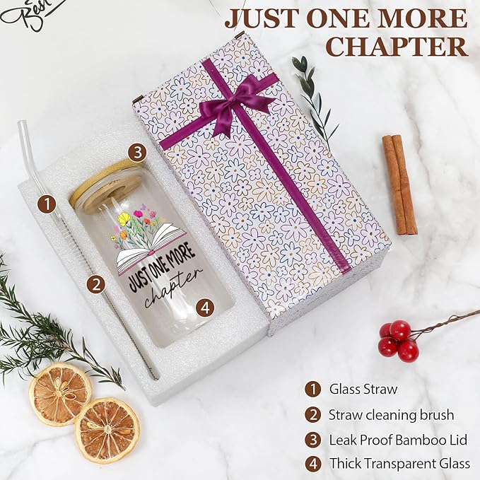 Christmas Gifts For Readers Book Lovers Birthday Gift For Bookworms, Book Club Gifts Nerd Friends Librarian Appreciation 16 Oz Coffee Glass