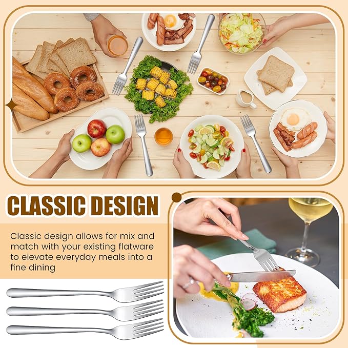 Syhood 300 Pcs Stainless Steel Dinner Forks Set 8 Inch Bulk Metal Forks Restaurant Silverware Mirror Polished Salad Dessert Utensils for Home Hotel Kitchen Event Supplies