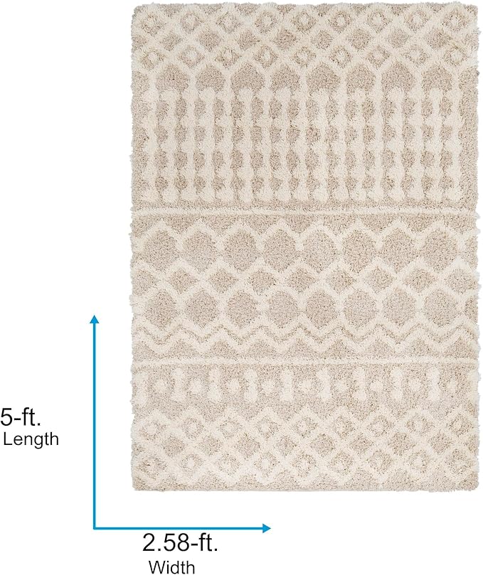 Livabliss Hapsburg Moroccan Shag Area Rug, 2'7" x 5', Beige