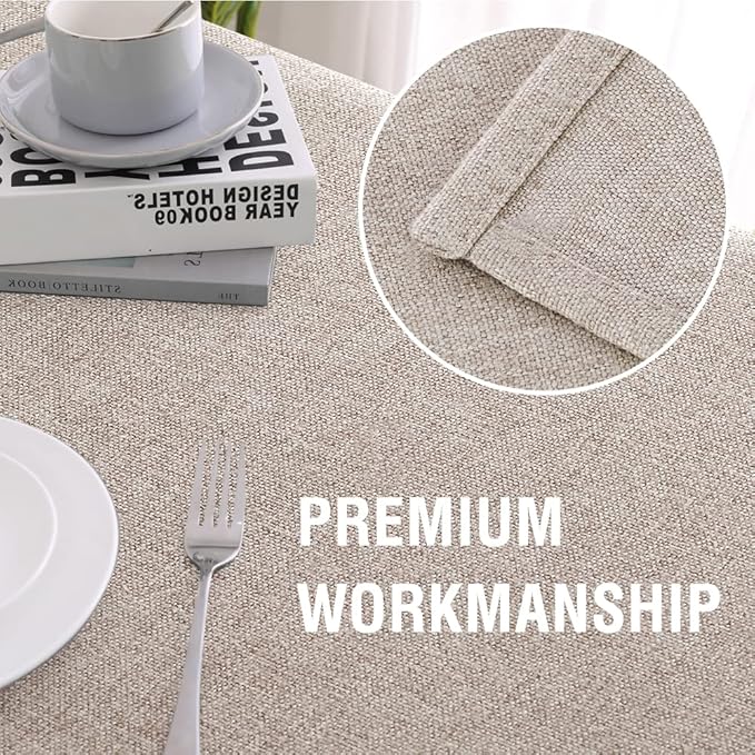 H.VERSAILTEX Linen Textured Tablecloth 60 x 60 Waterproof Decorative Table Cloth Spill-Proof Linen Look Cover for Party Table Extra Soft and Thick Fabric Wrinkle Free, Heather Sand