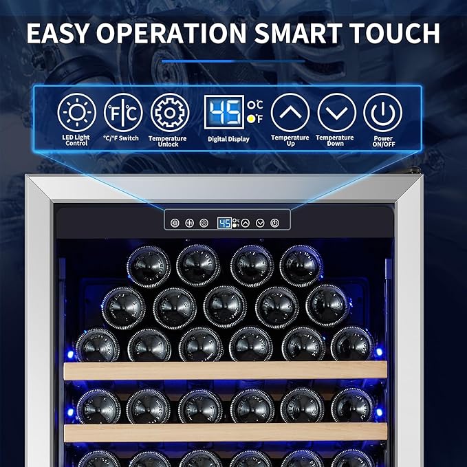 Large 200 Bottle Wine Fridge - 24 Inch Wine Cooler Refrigerator, Freestanding and Built-in Design, Upgraded Compressor Cooling, Intelligent Temperature Memory