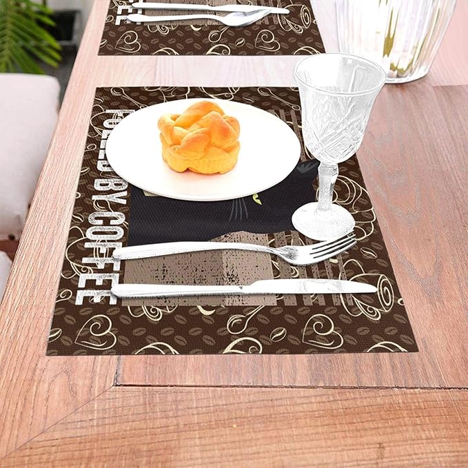 Vintage Cat Placemats Set of 4 Linen 12"x18" Retro Coffee Place Mats Washable Heat-Resistant Cute Kitchen Table Mats for Dining Outdoor Home Decor