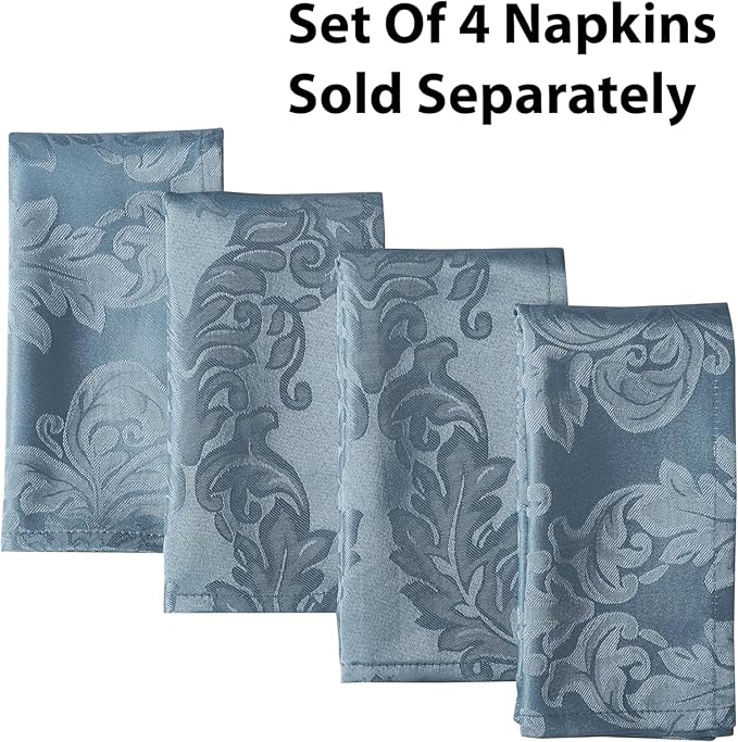 Newbridge Christmas Barcelona Damask Fabric Tablecloth, 52 x 70 Inch Rectangle, Blue – No Iron, Soil Resistant Table Cover for Dining, Parties and Holidays