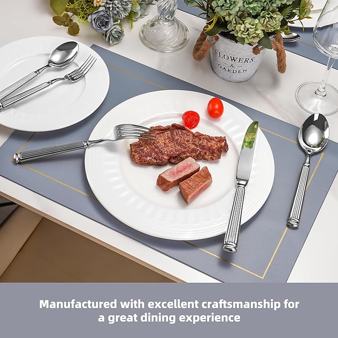 40-Piece Heavy Duty Silverware Set for 8, 18/10 Stainless Steel Forged Flatware Set, Extra Thick Heavy Weight, Ideal for Gift