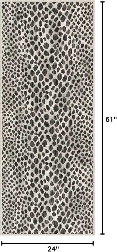 Unique Loom Outdoor Collection Area Rug - Cape Town (2' x 5' 1" Runner, Black/ Ivory)