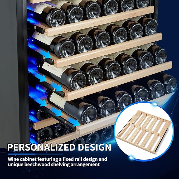 Large 200 Bottle Wine Fridge - 24 Inch Wine Cooler Refrigerator, Freestanding and Built-in Design, Upgraded Compressor Cooling, Intelligent Temperature Memory