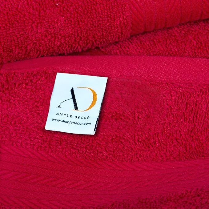 Ample Decor Hand Towel 18 X 28 Inch Pack of 52 600 GSM 100% Cotton, Soft Absorbent Thick Durable Premium Quality, for Hotel, Bathroom, Spa, Daily Use, Gym - Machine Washable - Christmas Red