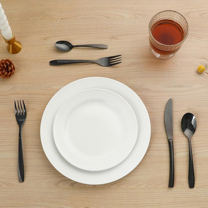 Black 60 Piece Silverware Set,Stainless Steel Flatware Set for 12,18/0 Rust-Proof Cutlery Set with Forks & Spoons,Mirror Polished Dishwasher Safe - Heavy Duty Tableware for Home & Dining