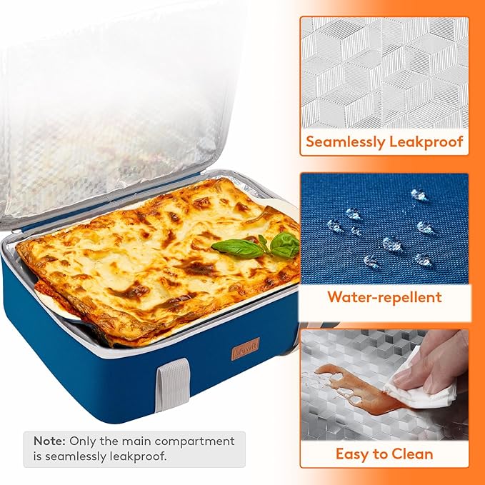 Lifewit Insulated Casserole Carrier for Hot or Cold Food, Casserole Dish with Lid and Carrying Case, Lasagna Holder for Potluck Parties/Picnic/Cookouts, Fits 9"x13" Baking Dish, Pure Blue