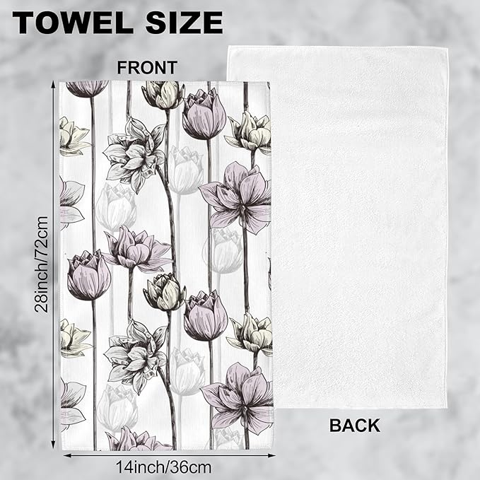 Lily Flower Hand Towel for Bathroom Set of 2 Hand Bath Towels Soft Absorbent Decorative Towels for Bathroom Kitchen Yoga Home Decor 14 x 28 in