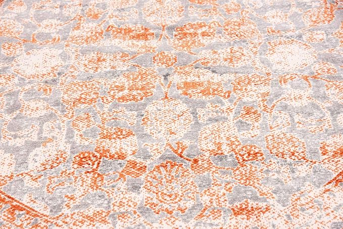 Unique Loom New Classical Collection Traditional Intricate Design with Distressed Vintage Detail, Area Rug, 6' 0' x 6' 0', Terracotta/Gray