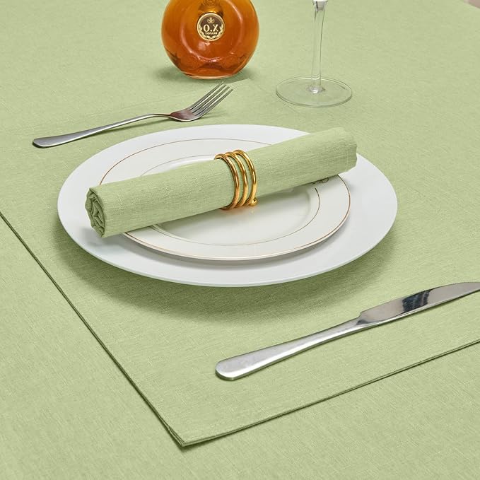 Cloth Place Mats Set of 8–Reusable Rectangular Waterproof Fabric Polyester Washable Wipeable Heat Resistant Linen for Kitchen Dining Dinner Restaurant Wedding Table(Mint Green/13x19 Inch)