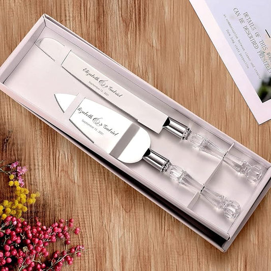 AW BRIDAL Personalized Wedding Cake Cutters - Cake Knife 13.2 Inch, Cake Server 10.8 inch Wedding Anniversary Bridal Shower Gifts for Couples//DK001CPP126//