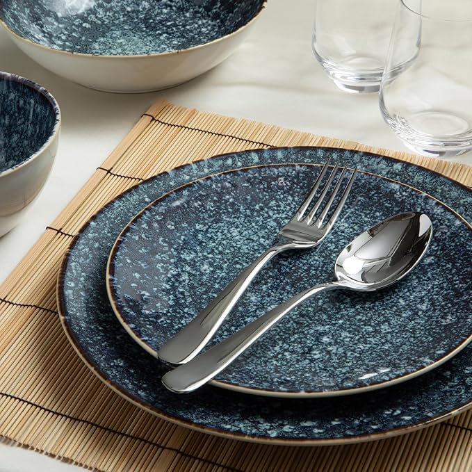 Larder & Vine Ceramic Stoneware Dinnerware 16-Piece Set, 4 Place Settings (Bondi Waters)