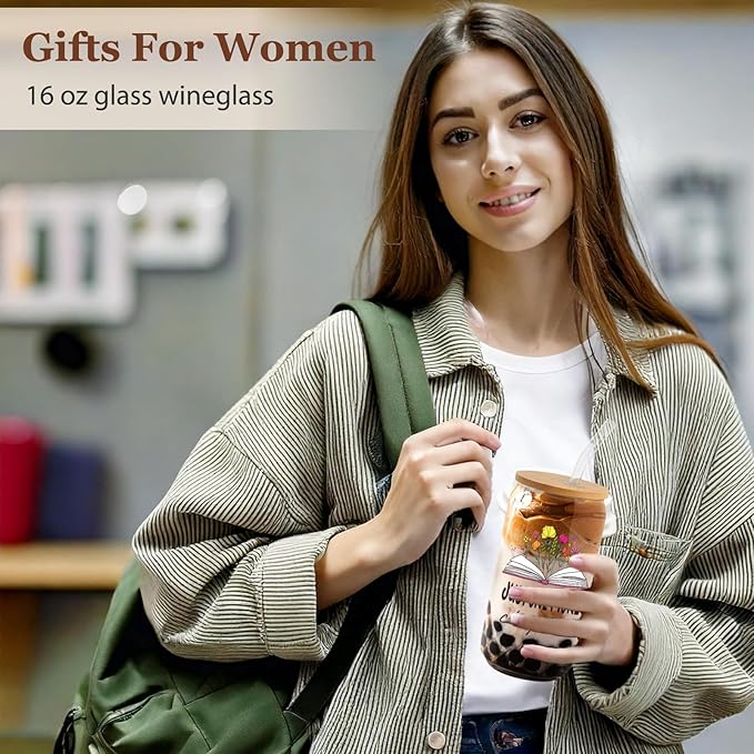 Christmas Gifts For Readers Book Lovers Birthday Gift For Bookworms, Book Club Gifts Nerd Friends Librarian Appreciation 16 Oz Coffee Glass