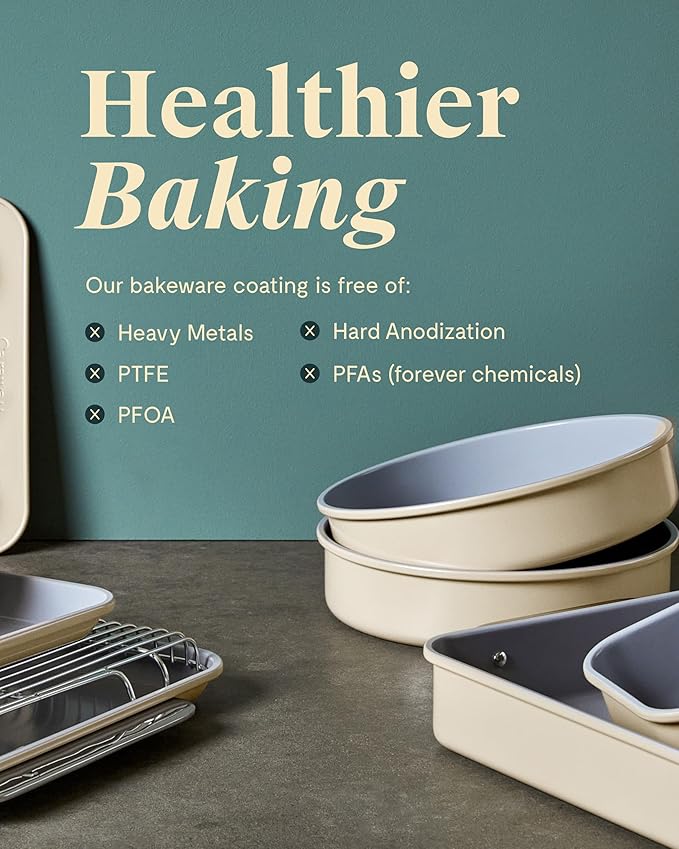 Caraway Non-Stick Ceramic 1 lb Loaf Pan Duo - Naturally Slick Ceramic Coating - Non-Toxic, PTFE & PFOA Free - Perfect for Pound Cakes, Breads, & More - Perracotta