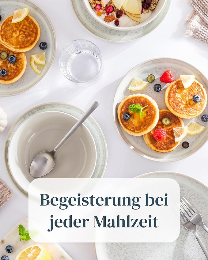 toneware dinnerware set 6 persons 18-pcs - Mediterranean dinnerware set, dishwasher, microwave and scratch resistant - bowl and plate set - dinnerware Pure Living Light Beige