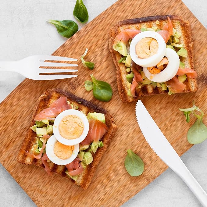 Supernal 180pcs Plastic Silverware Heavy Duty Matt White Silverware Reusable Plastic Cutlery Wheat Straw Reusable Spoon Knife Forks Set Tableware Dishwasher Microwave Safe