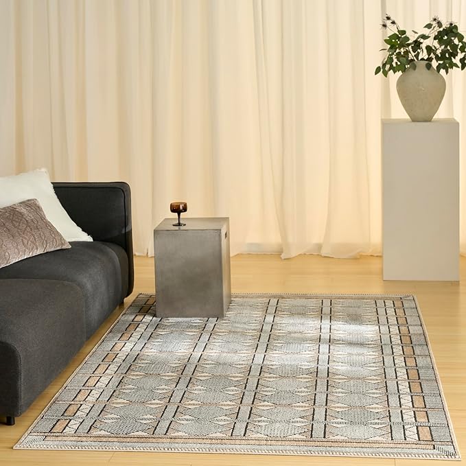 Nourison Home Nordic Ivory Multicolor 5' x 7' Area Rug - Easy Clean, Non Shedding, Bed Room, Living Room, Dining Room, Kitchen (5' x 7')