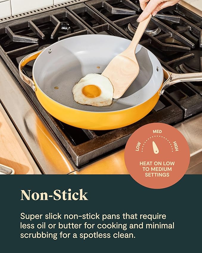 Caraway Deluxe Non-stick Ceramic Cookware Set (16 Piece) Pots, Frying Pans, Lids and Kitchen Storage - PFAS & PFOA Free - Oven Safe Pan Set & Compatible with All Stovetops - Navy